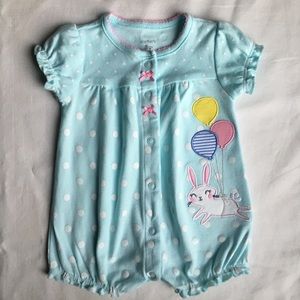 Birthday outfit size 3 months bunny balloons Aqua Easter baby girls romper